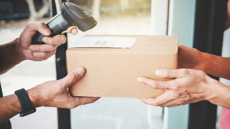Returning lost property by postage package delivery